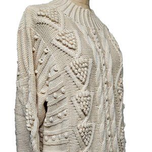Deirdre McGuire Ivory Hand Knitted Fisherman Sweater Made Ireland Size M Medium